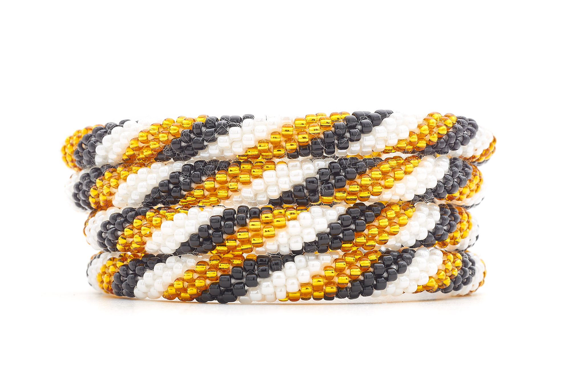Sashka Co. Glass Bead Bracelet Black / Gold / White Steel Legacy Bracelet