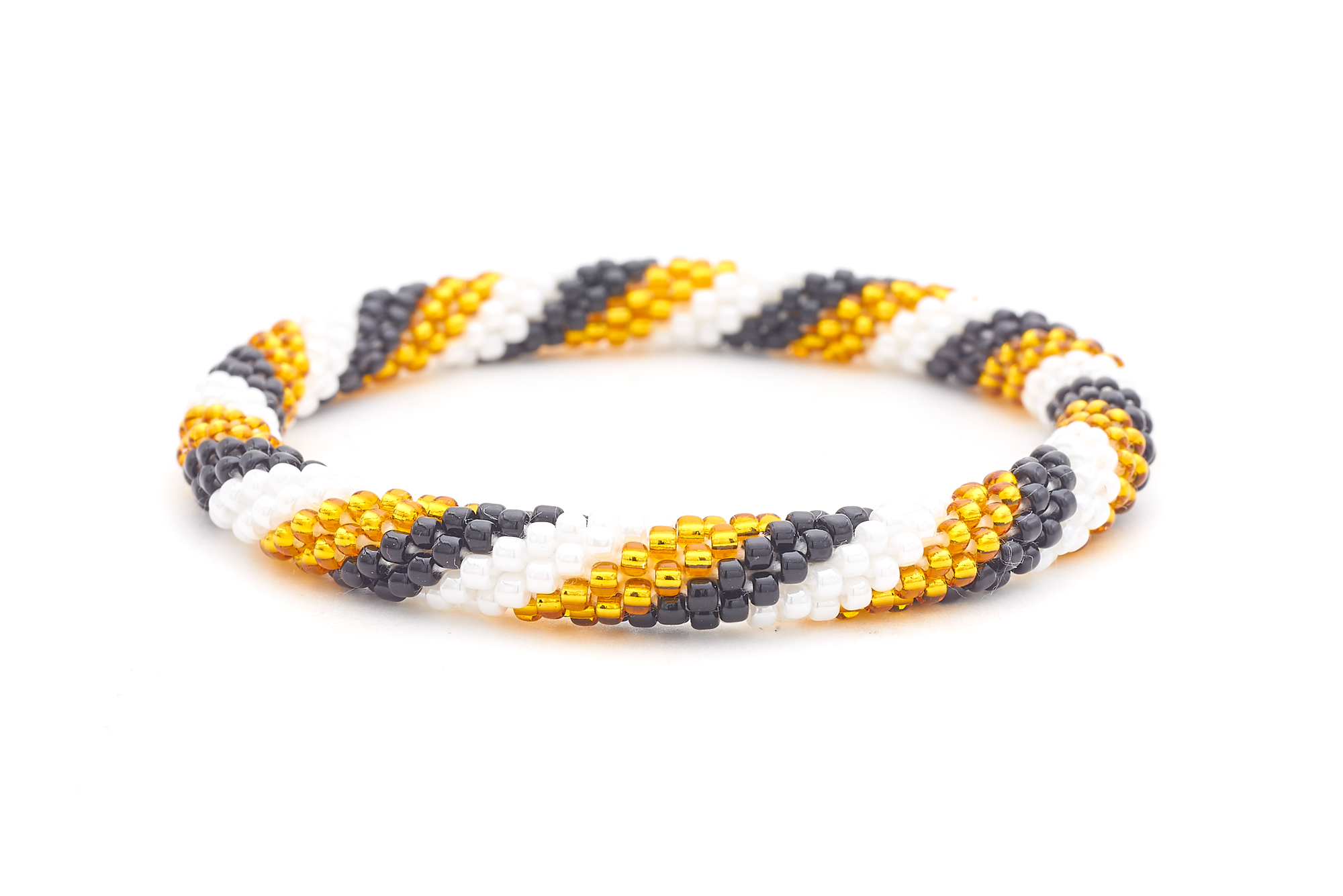 Sashka Co. Glass Bead Bracelet Black / Gold / White Steel Legacy Bracelet