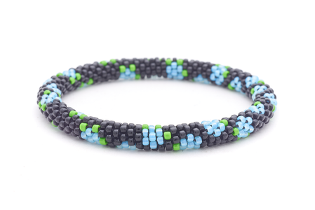 Sashka Co. Glass Bead Bracelet Black / Light Blue / Green Blue Petals Bracelet