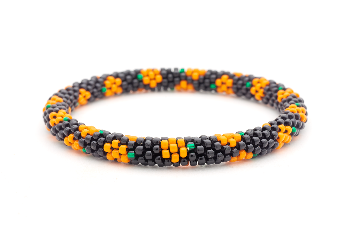 Sashka Co. Glass Bead Bracelet Black / Orange / Green Midnight Harvest Bracelet