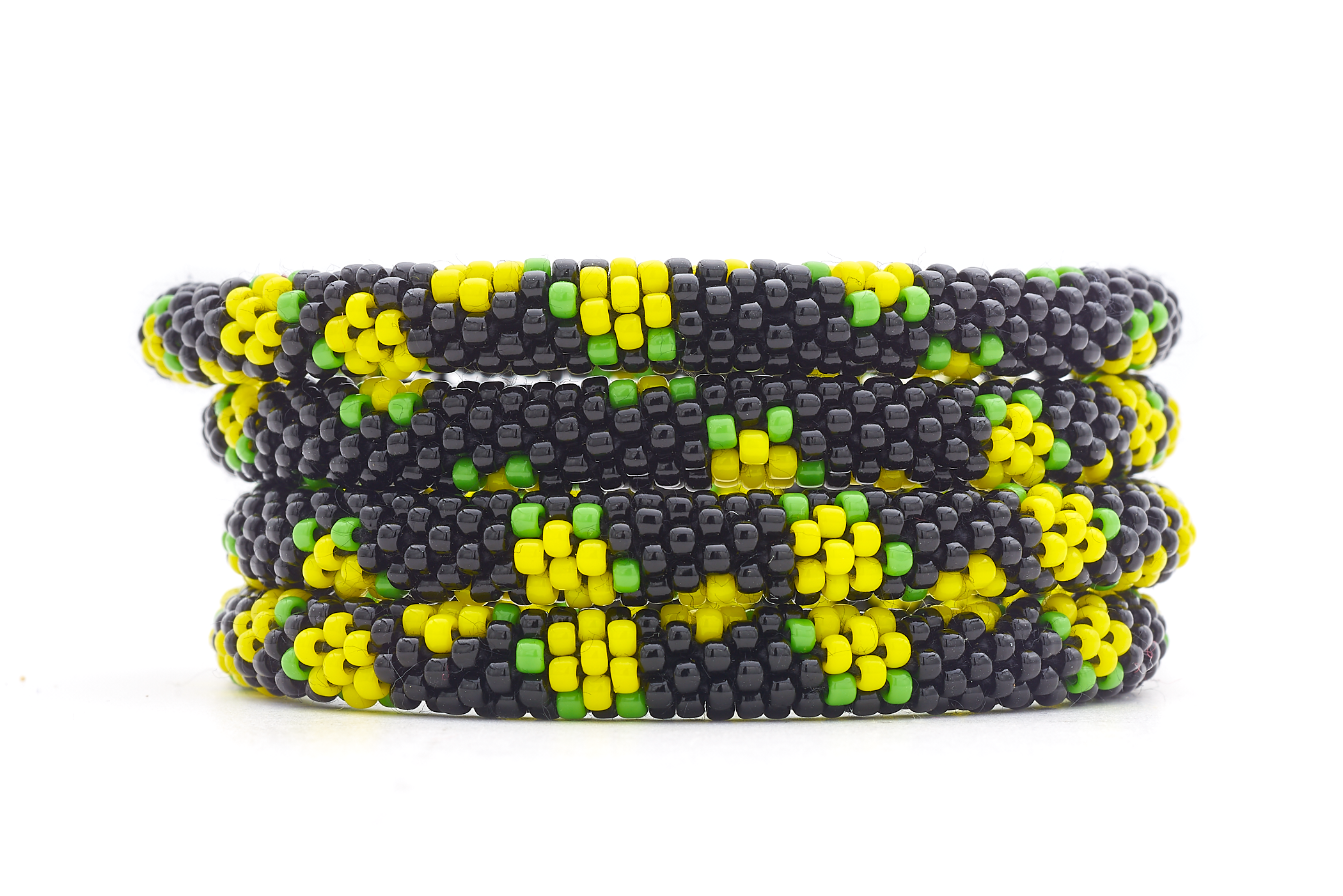 Sashka Co. Glass Bead Bracelet Black / Yellow / Green Yellow Petals Bracelet