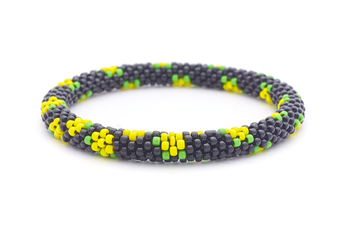 Sashka Co. Glass Bead Bracelet Black / Yellow / Green Yellow Petals Bracelet