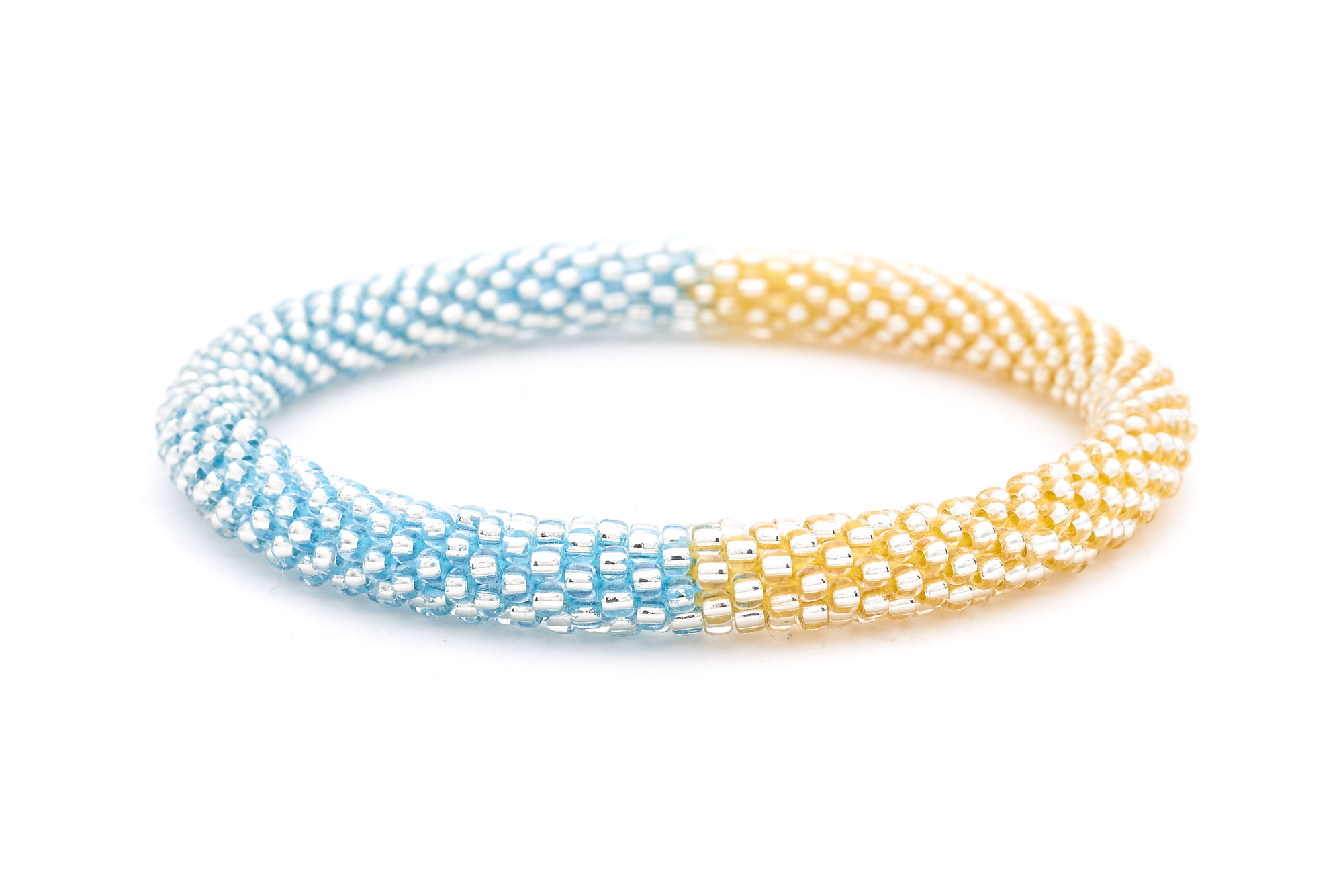 Sashka Co. Glass Bead Bracelet Clear with Blue Thread / Clear with Yellow Thread Sunrise Sea Glimmer Bracelet