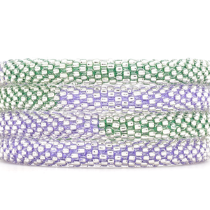 Sashka Co. Glass Bead Bracelet Clear with Purple Thread / Clear with Green Thread Enchanted Glimmer Bracelet
