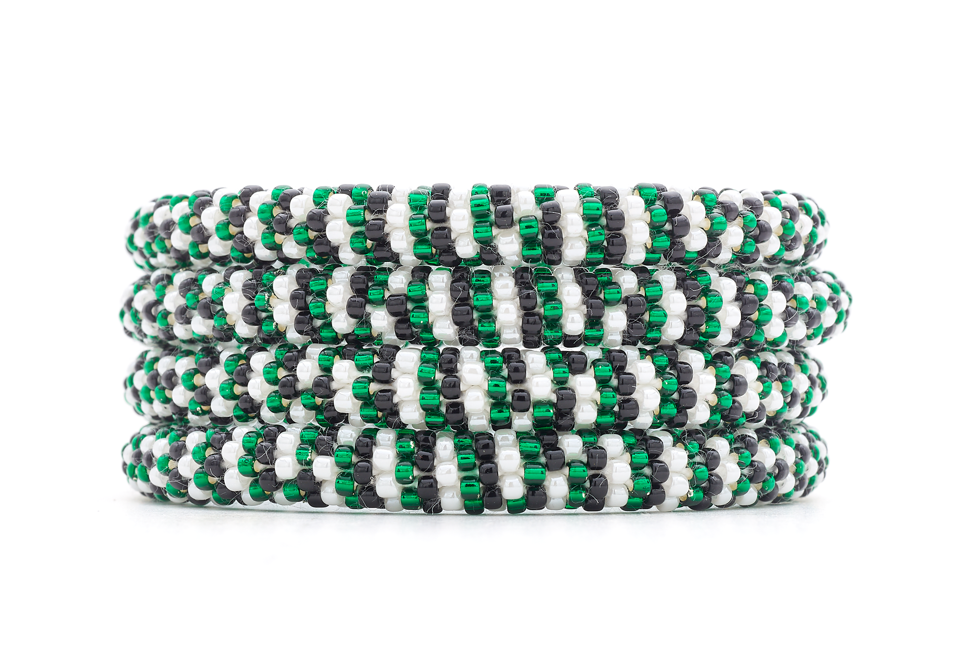 Sashka Co. Glass Bead Bracelet Green / Black / White Victory Vibe Bracelet
