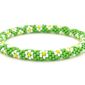 Sashka Co. Glass Bead Bracelet Green / White / Yellow Daisy Meadow Bracelet