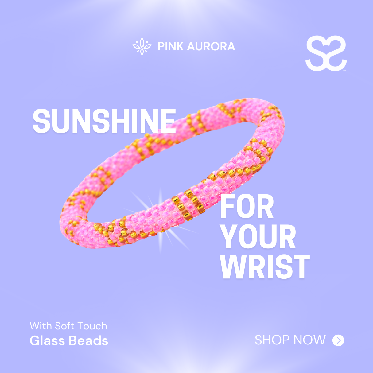 Sashka Co. Glass Bead Bracelet Hot Pink / Gold Pink Aurora Bracelet
