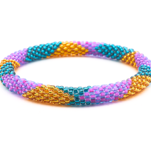 Sashka Co. Glass Bead Bracelet Matte Purple / Gold / Teal Gulf Shores Bracelet