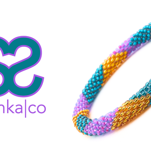 Sashka Co. Glass Bead Bracelet Matte Purple / Gold / Teal Gulf Shores Bracelet