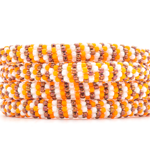 Sashka Co. Glass Bead Bracelet Orange / White / Iridescent Brown Endzone Energy Bracelet