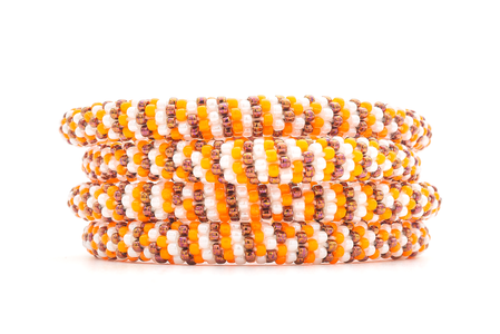 Sashka Co. Glass Bead Bracelet Orange / White / Iridescent Brown Endzone Energy Bracelet