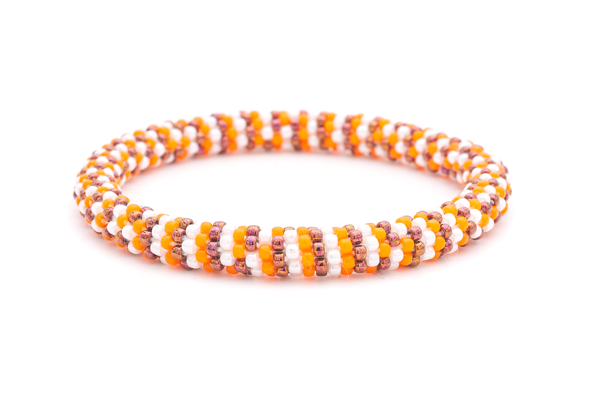 Sashka Co. Glass Bead Bracelet Orange / White / Iridescent Brown Endzone Energy Bracelet