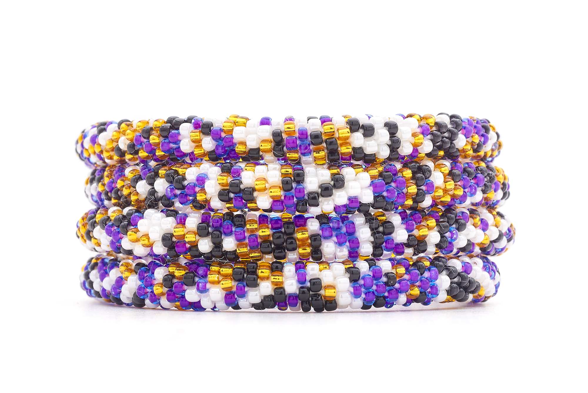 Sashka Co. Glass Bead Bracelet Purple / Gold / Black / White Raven's Pride Bracelet