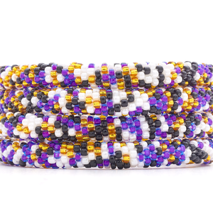 Sashka Co. Glass Bead Bracelet Purple / Gold / Black / White Raven's Pride Bracelet