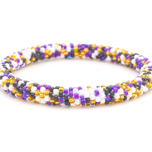 Sashka Co. Glass Bead Bracelet Purple / Gold / Black / White Raven's Pride Bracelet