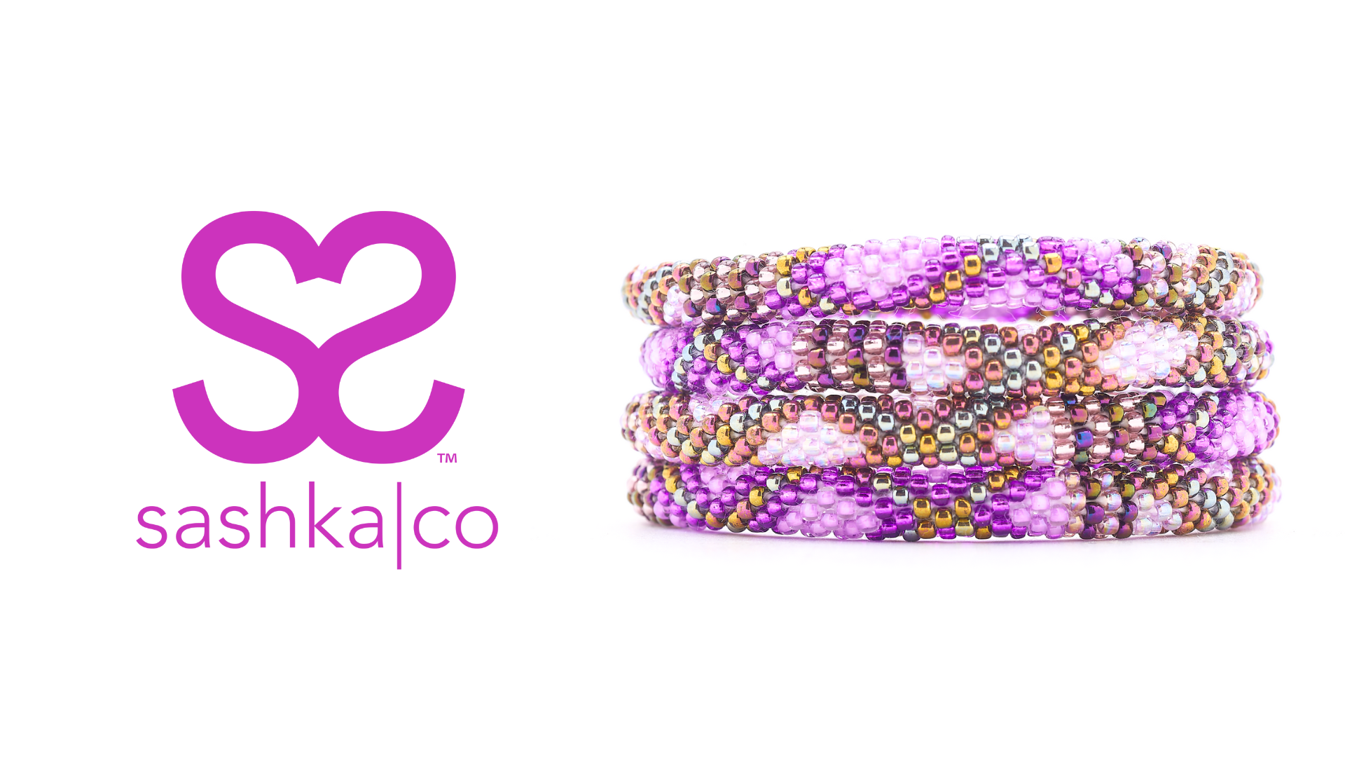 Sashka Co. Glass Bead Bracelet Purple / Light Purple / Iridescent Coral Beach Bracelet
