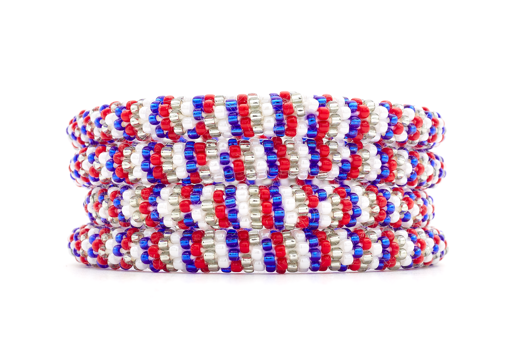 Sashka Co. Glass Bead Bracelet Red / White / Blue / Silver Victory Stars Bracelet