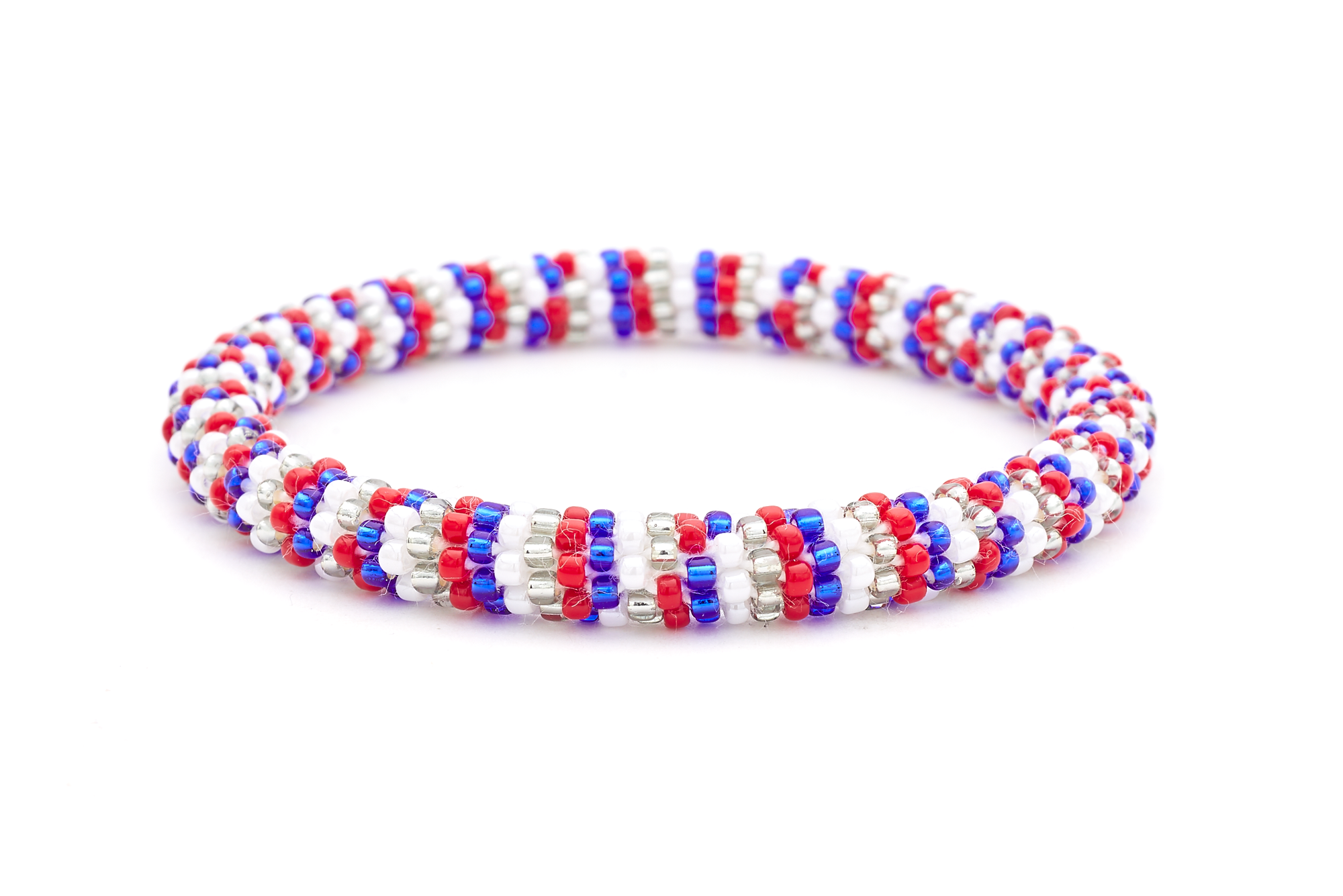 Sashka Co. Glass Bead Bracelet Red / White / Blue / Silver Victory Stars Bracelet