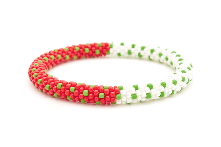 Sashka Co. Glass Bead Bracelet Red / White / Green Joyful Tidings Bracelet