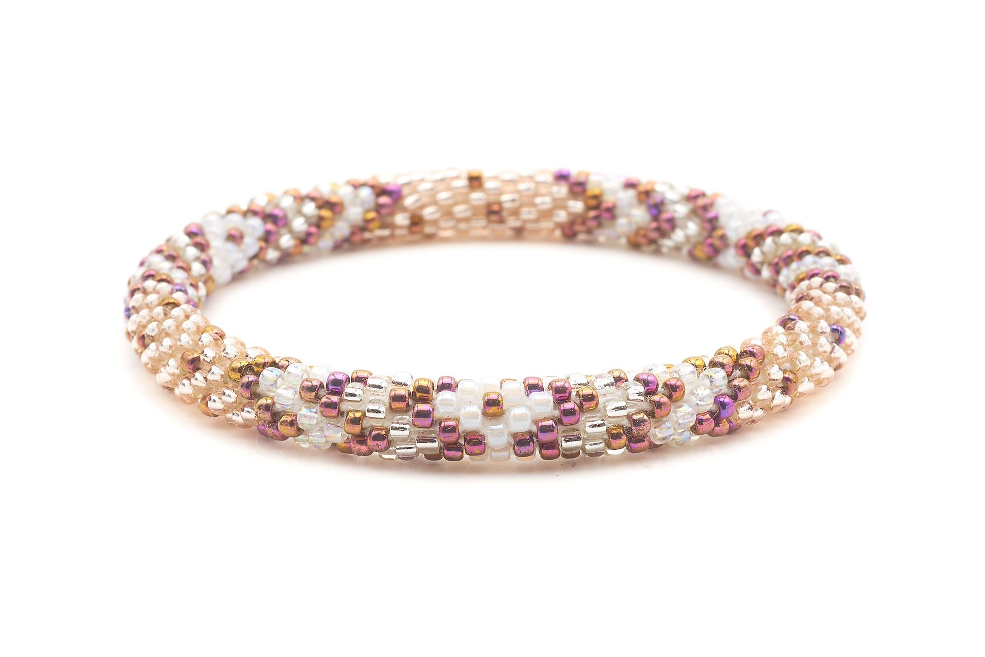 Sashka Co. Glass Bead Bracelet Rose Gold / Iridescent Plum / Clear / White upload