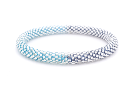 Sashka Co. Glass Bead Bracelet Silver / Clear with Blue Thread Frosted Glimmer Bracelet