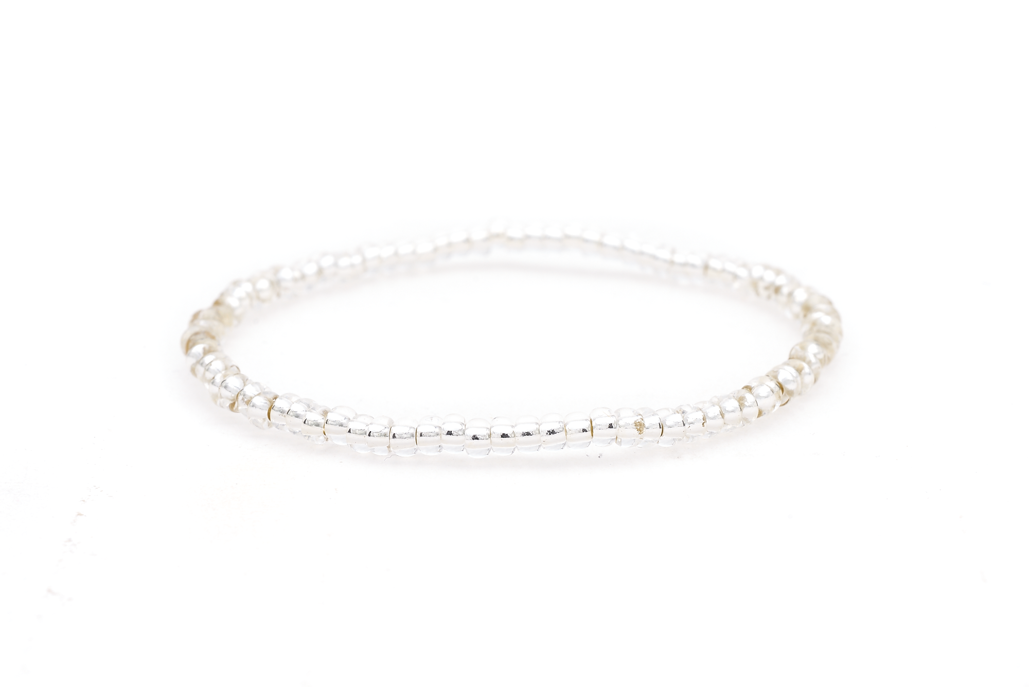 Sashka Co. Glass Bead Bracelet Solid Clear Diamond Sparkle Boho Seed Bead Bracelet