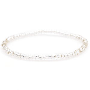 Sashka Co. Glass Bead Bracelet Solid Clear Diamond Sparkle Boho Seed Bead Bracelet