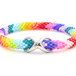 Sashka Co. Glass Bead Charm Bracelet Mixed w/ Silver Autism Infinity Charm Autism Charm Bracelet