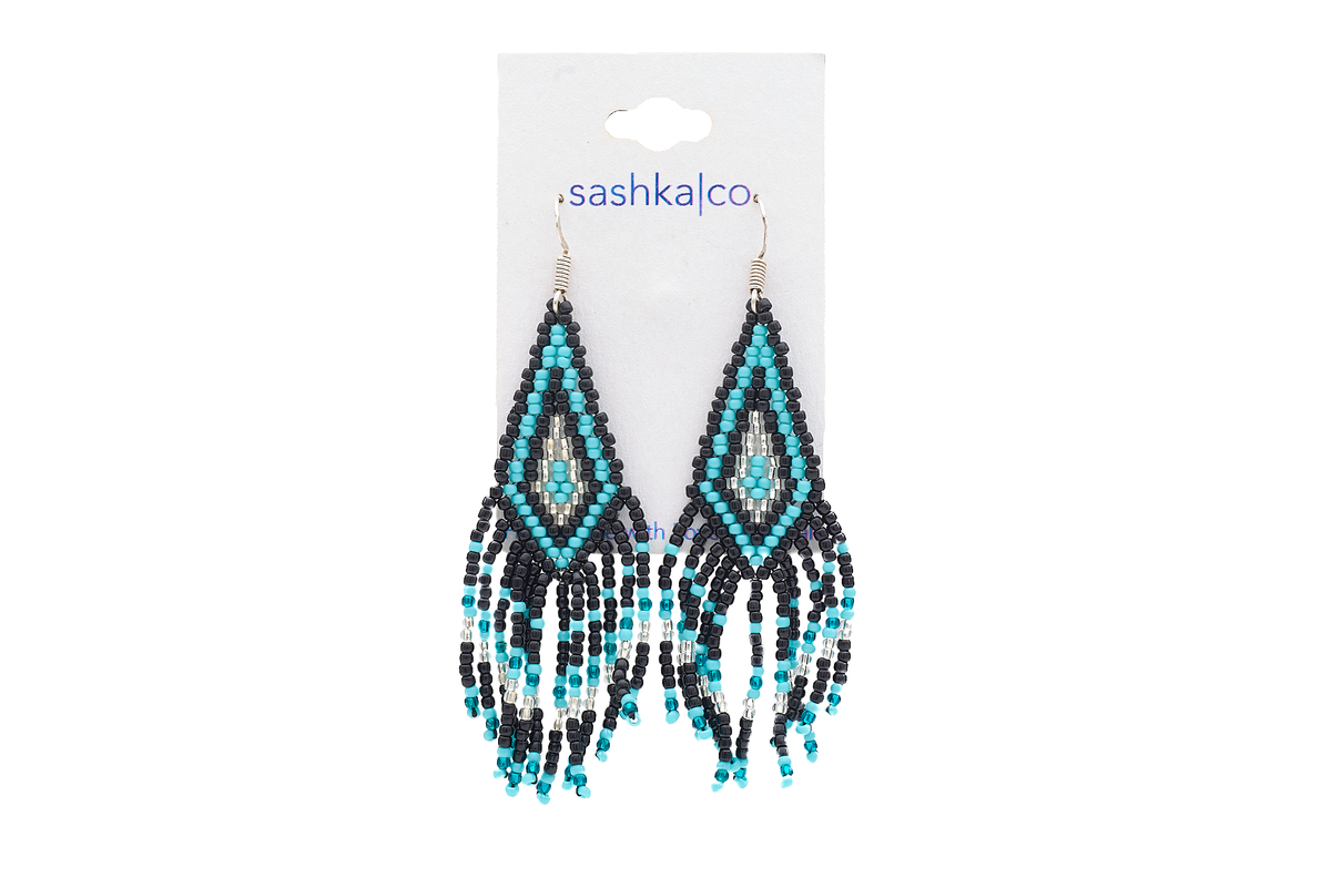 Sashka Co. Glass Bead Earrings Turquoise / Black / Clear Turquoise Elegance Earrings