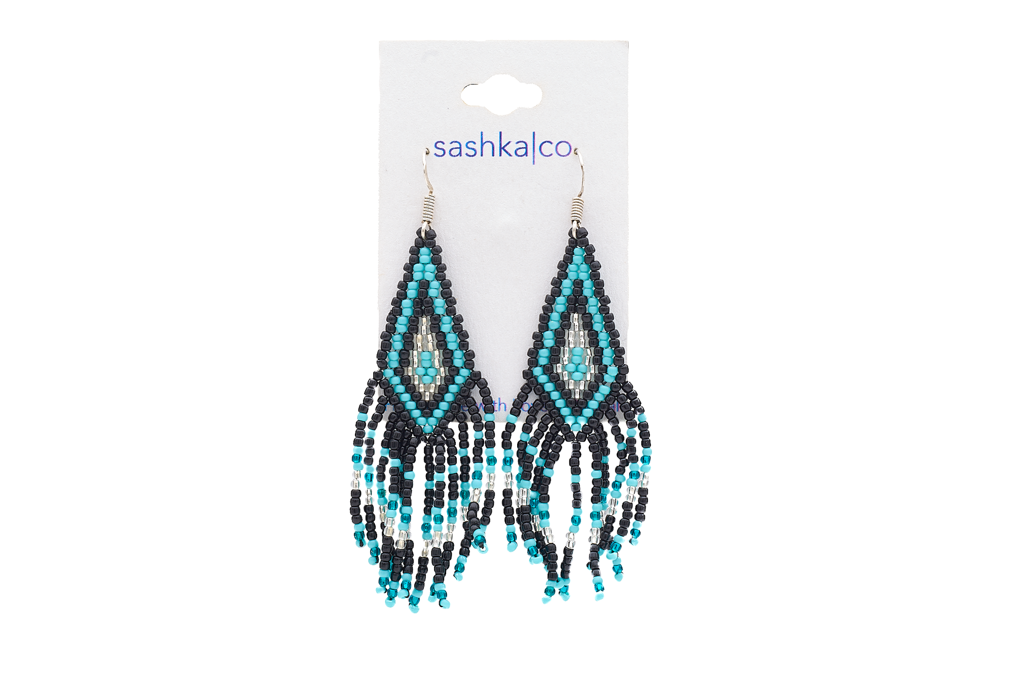 Sashka Co. Glass Bead Earrings Turquoise / Black / Clear Turquoise Elegance Earrings