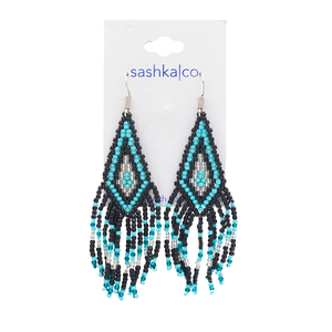 Sashka Co. Glass Bead Earrings Turquoise / Black / Clear Turquoise Elegance Earrings