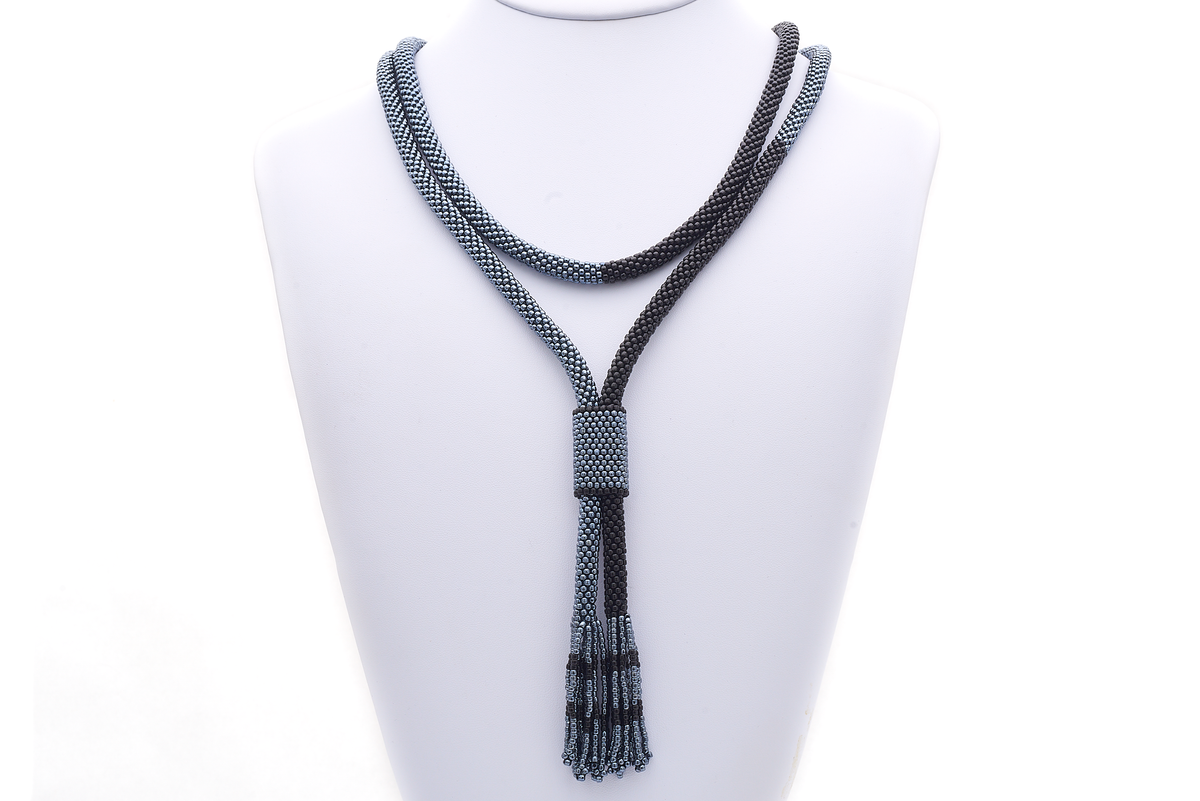 Sashka Co. Glass Bead Necklace Silver / Black Rogue Bracelet