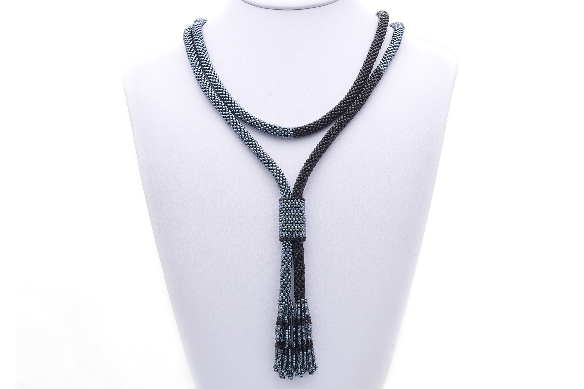 Sashka Co. Glass Bead Necklace Silver / Black Rogue Bracelet