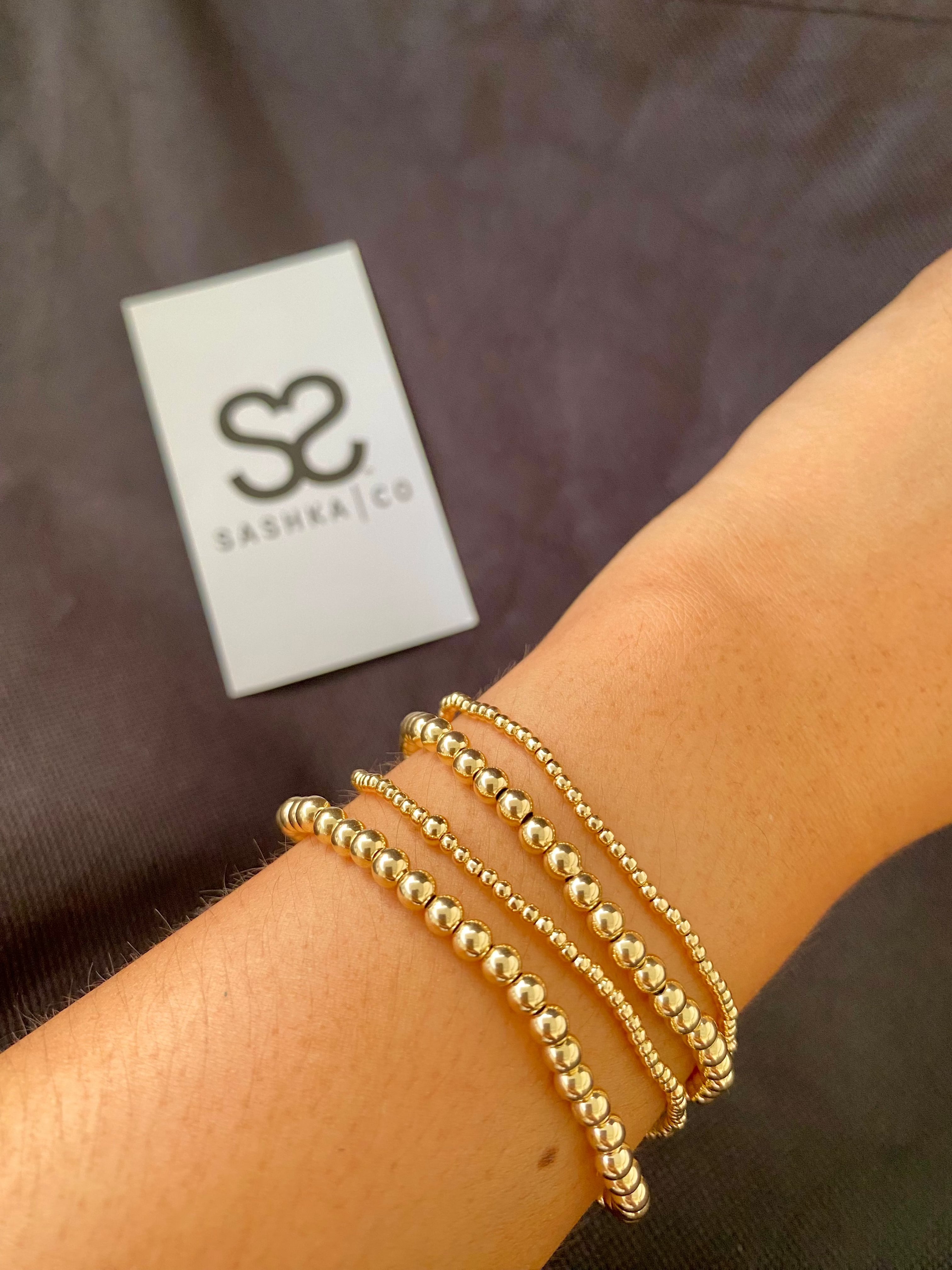 Sashka Co. Gold Filled Beaded Bracelet Gold 4mm 14kt Gold-Filled Bead Bracelet