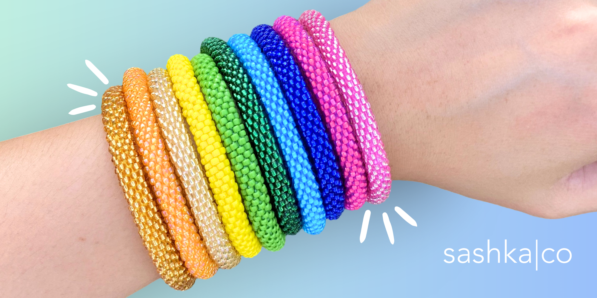 Sashka Co. Kids Glass Bead Bracelet 2 Bracelets Solid Set of 2 Bracelets - Kids | Glass Bead Bracelets