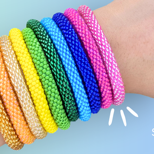 Sashka Co. Kids Glass Bead Bracelet 2 Bracelets Solid Set of 2 Bracelets - Kids | Glass Bead Bracelets