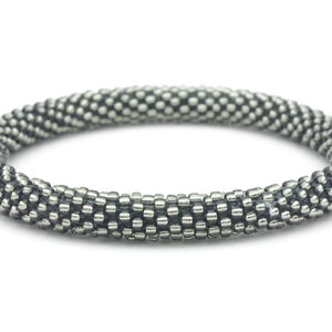Sashka Co. Kids Glass Bead Bracelet Silver Steel Serenity Bracelet - Kids