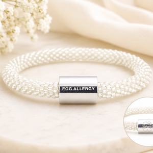 Sashka Co. Medical Alert Bracelet Clear w/ Egg Allergy Charm Egg Allergy Medical Alert Bracelet