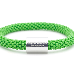 Sashka Co. Medical Alert Bracelet Green w/ Silver Charm Kidney Disease Medical Alert Bracelet