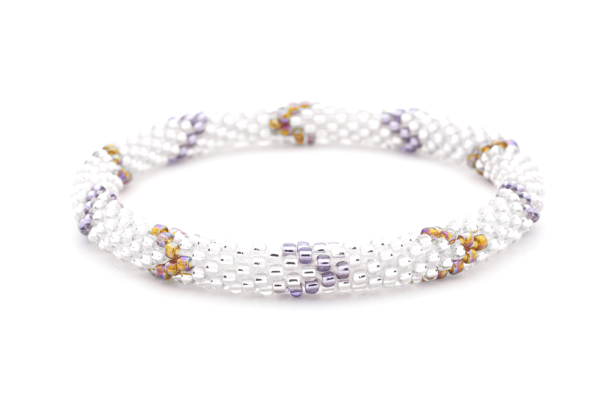 Handmade glass bead bracelet from Nepal, featuring a roll design. Also known as a beaded bracelet, seed bead bracelet, beach glass bracelet, or sea glass bracelet