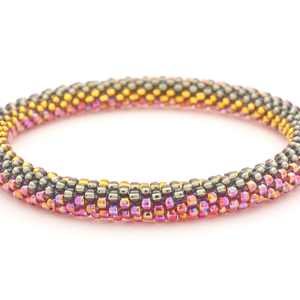 Handmade glass bead bracelet from Nepal, featuring a roll design. Also known as a beaded bracelet, seed bead bracelet, beach glass bracelet, or sea glass bracelet