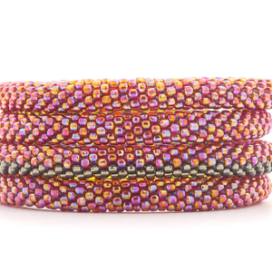 Handmade glass bead bracelet from Nepal, featuring a roll design. Also known as a beaded bracelet, seed bead bracelet, beach glass bracelet, or sea glass bracelet