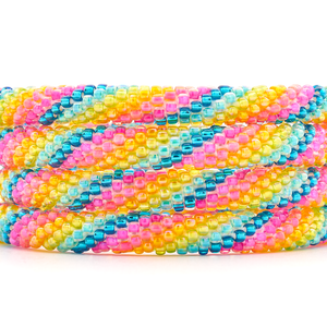 Handmade glass bead bracelet from Nepal, featuring a roll design. Also known as a beaded bracelet, seed bead bracelet, beach glass bracelet, or sea glass bracelet