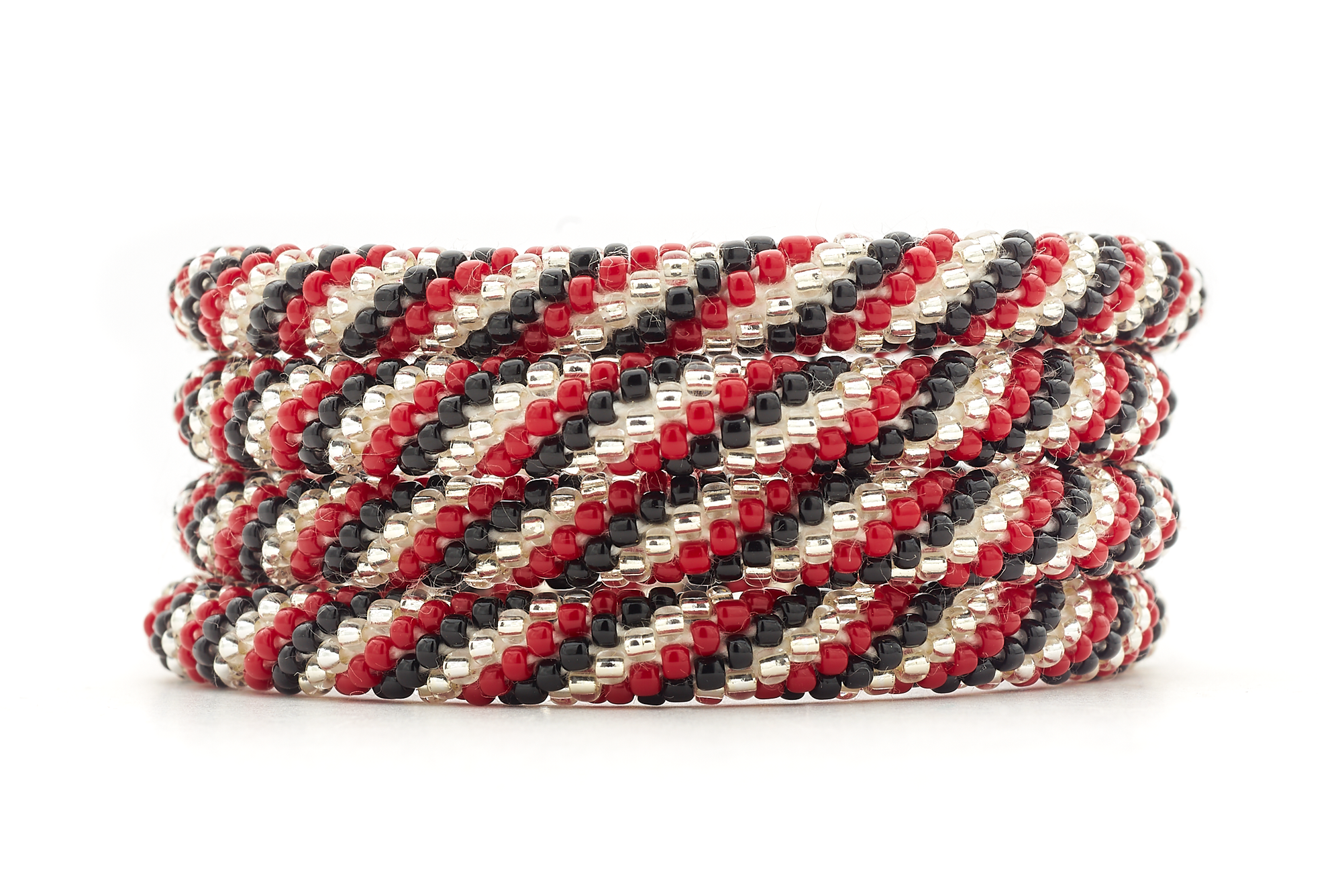 Handmade glass bead bracelet from Nepal, featuring a roll design. Also known as a beaded bracelet, seed bead bracelet, beach glass bracelet, or sea glass bracelet