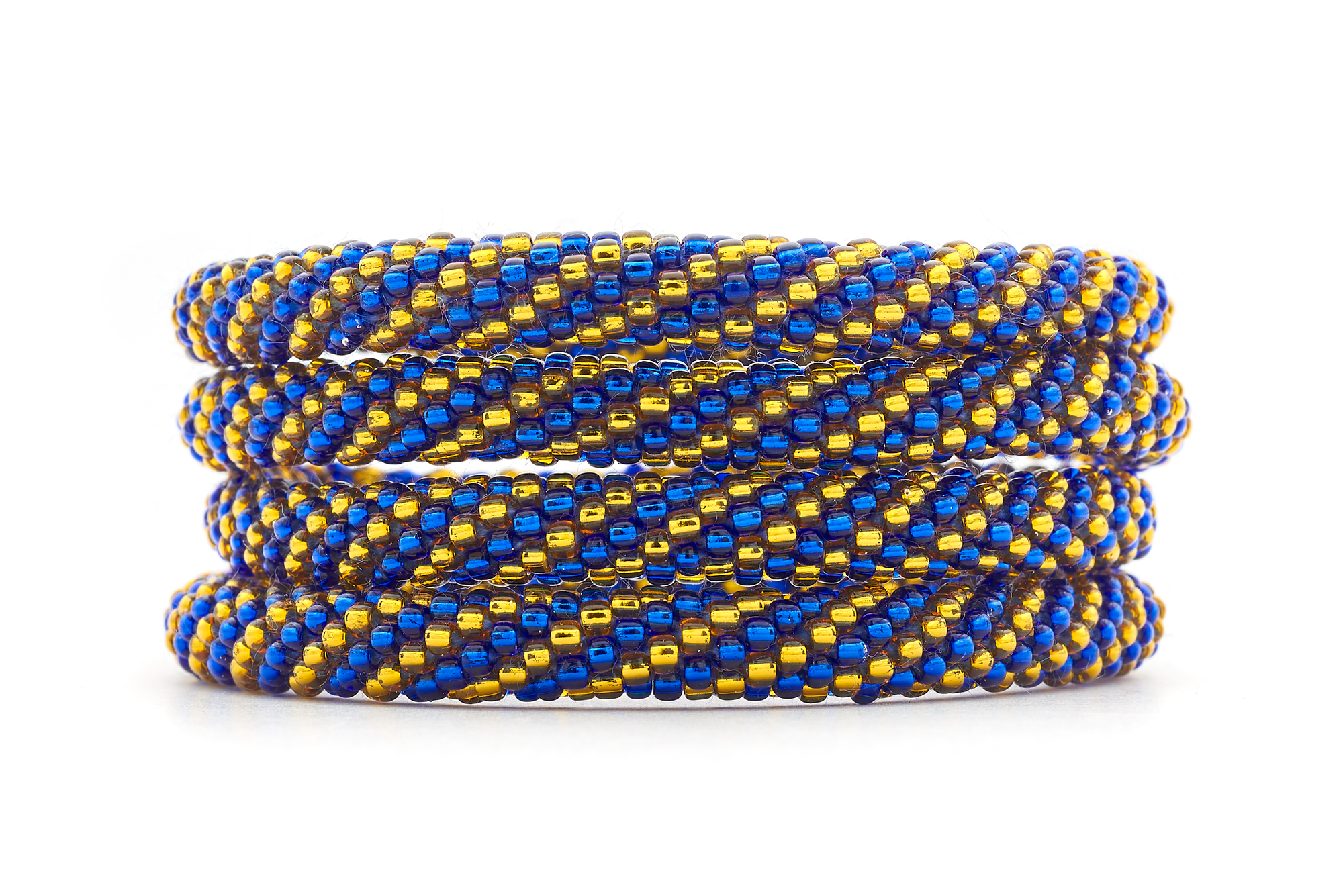 Handmade glass bead bracelet from Nepal, featuring a roll design. Also known as a beaded bracelet, seed bead bracelet, beach glass bracelet, or sea glass bracelet