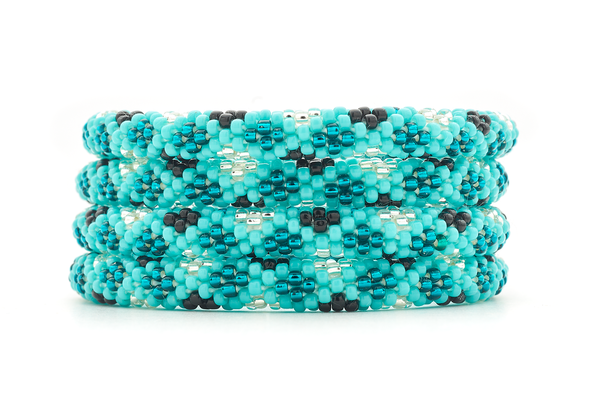 Handmade glass bead bracelet from Nepal, featuring a roll design. Also known as a beaded bracelet, seed bead bracelet, beach glass bracelet, or sea glass bracelet