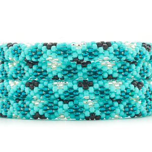Handmade glass bead bracelet from Nepal, featuring a roll design. Also known as a beaded bracelet, seed bead bracelet, beach glass bracelet, or sea glass bracelet