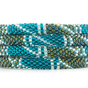 Handmade glass bead bracelet from Nepal, featuring a roll design. Also known as a beaded bracelet, seed bead bracelet, beach glass bracelet, or sea glass bracelet