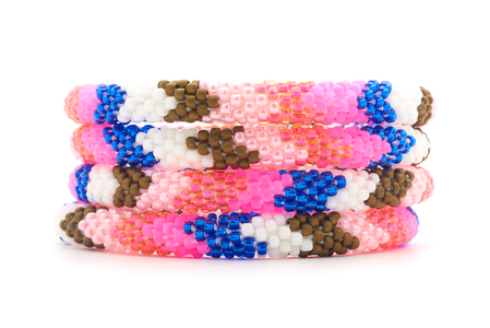 Handmade glass bead bracelet from Nepal, featuring a roll design. Also known as a beaded bracelet, seed bead bracelet, beach glass bracelet, or sea glass bracelet