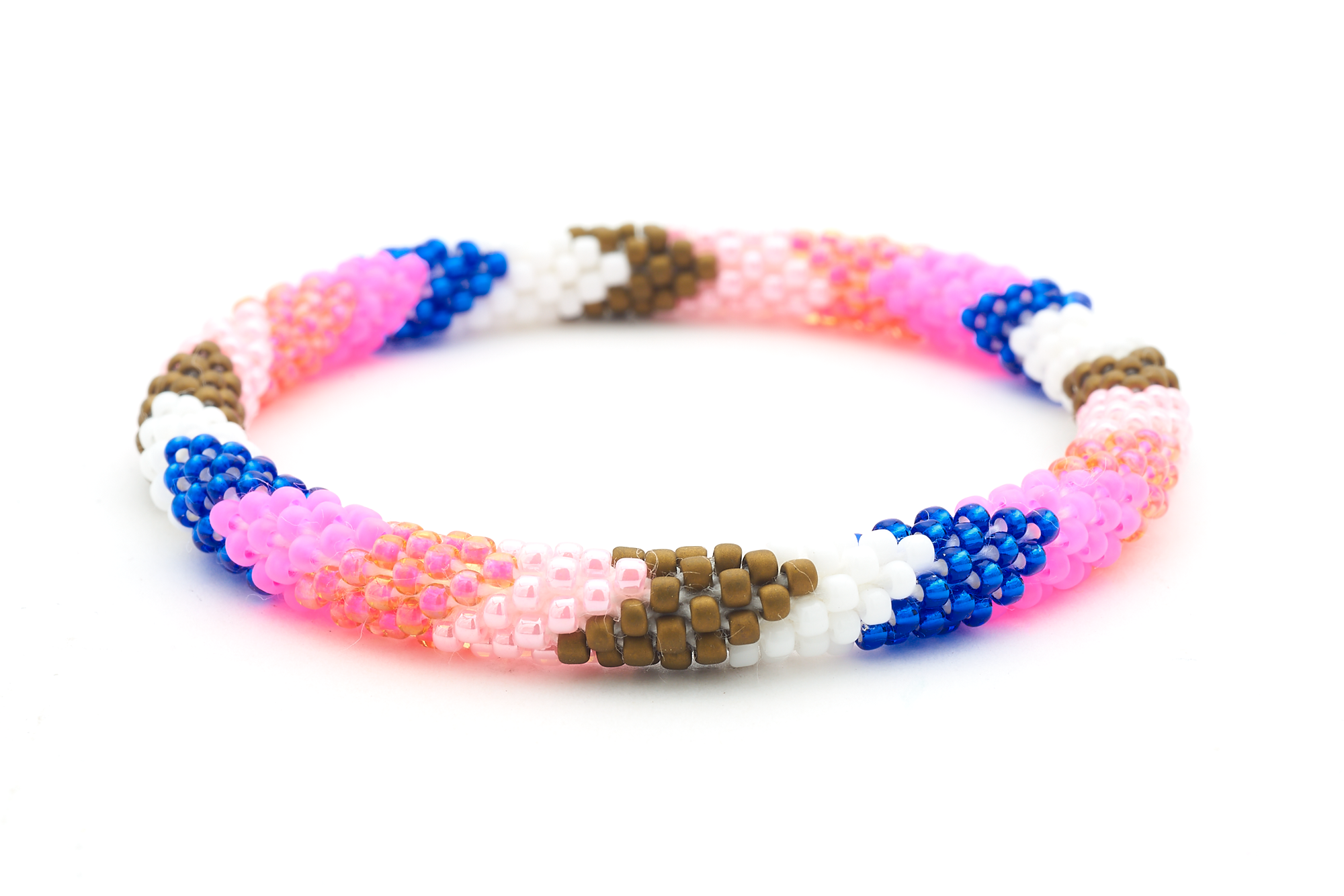 Handmade glass bead bracelet from Nepal, featuring a roll design. Also known as a beaded bracelet, seed bead bracelet, beach glass bracelet, or sea glass bracelet